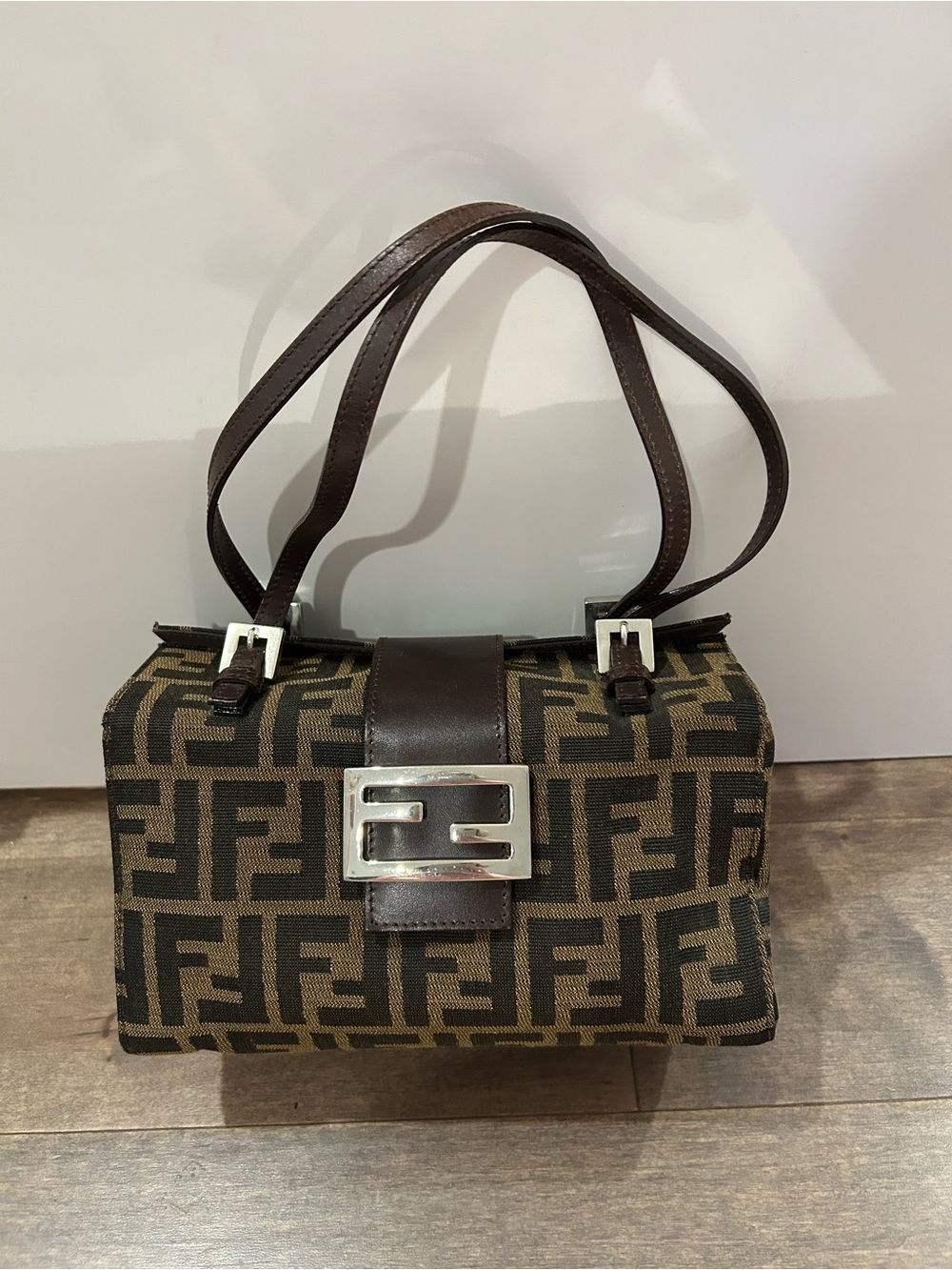 Fendi Brown and Black FF Logo Shoulder Bag